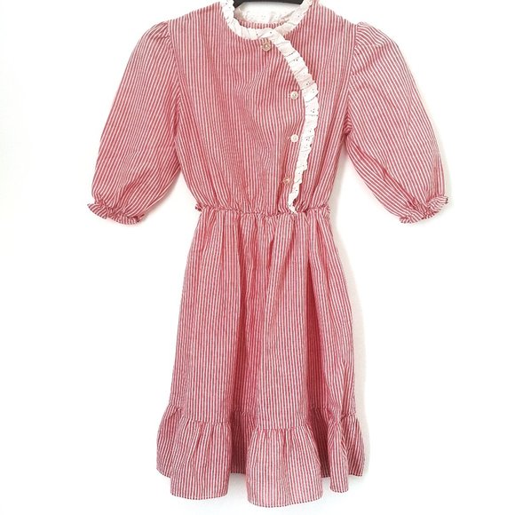 Girl's Red/White Stripe Dress - Size 8 - Picture 1 of 7